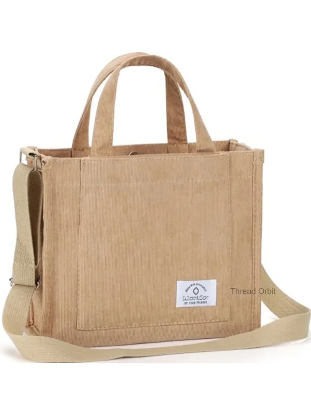 Corduroy Crossbody Tote Bag with Multi-Pockets